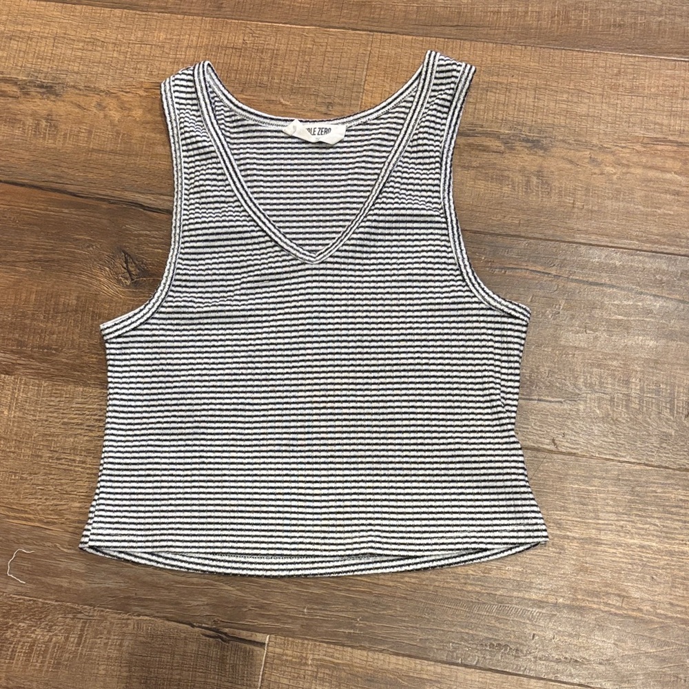 a new day Black and White Striped Tank Top